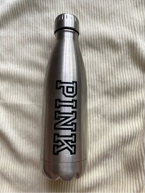 PINK Victoria's Secret Silver Stainless Steel Water Bottle